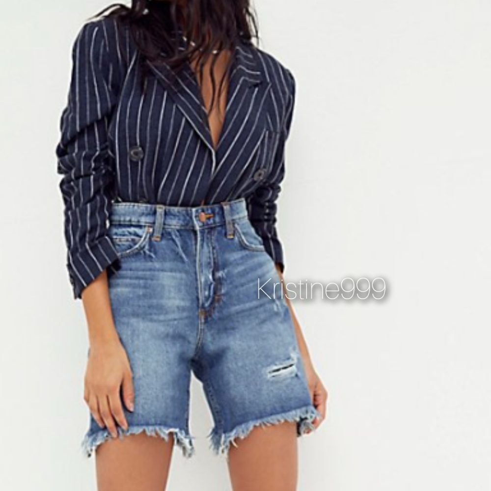 Lee High Rise 90's long Shorts Junction Fade Stone Blue Wash sz 25 NWT